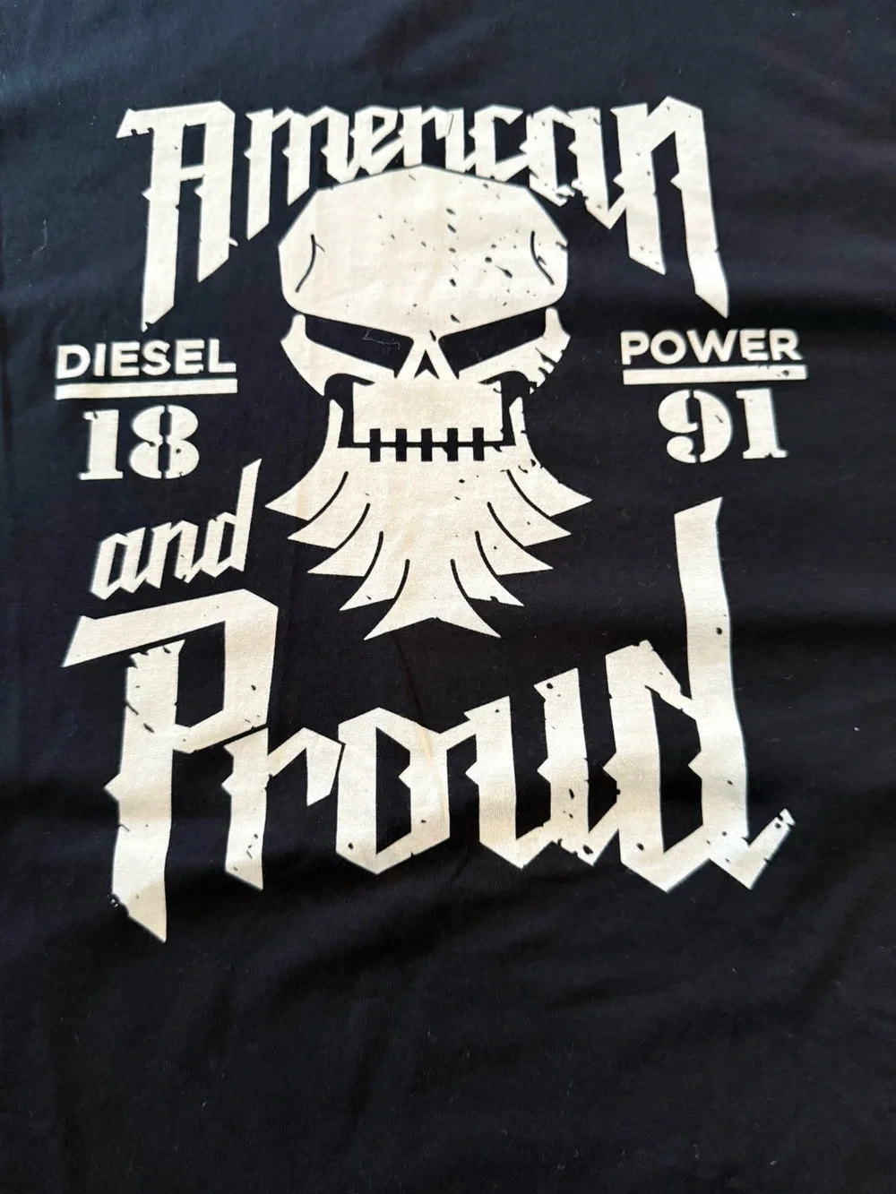 Diesel Power Men’s Black Sleeveless Flag Bearded Skull Logo American Proud